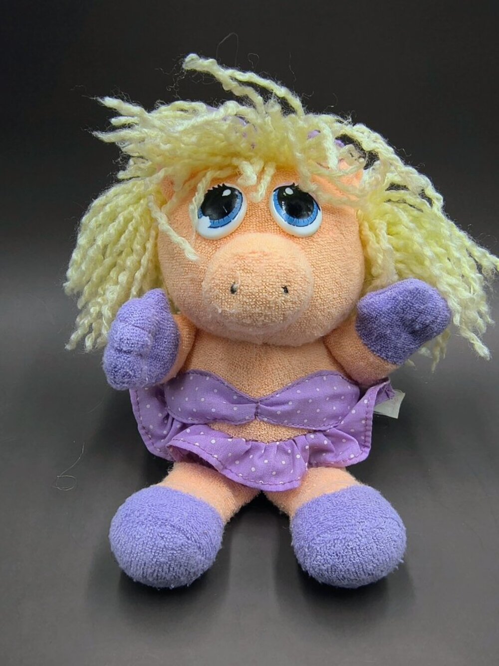 Vintage Muppet Babies Miss Piggy Bath Time Tub Toy in Purple Bikini 8"